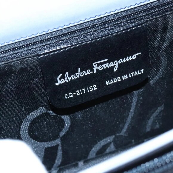 Salvatore Ferragamo Gancini Shoulder Bag Patent Leather Blue Silver Auth 103861 - Picture 10 of 16